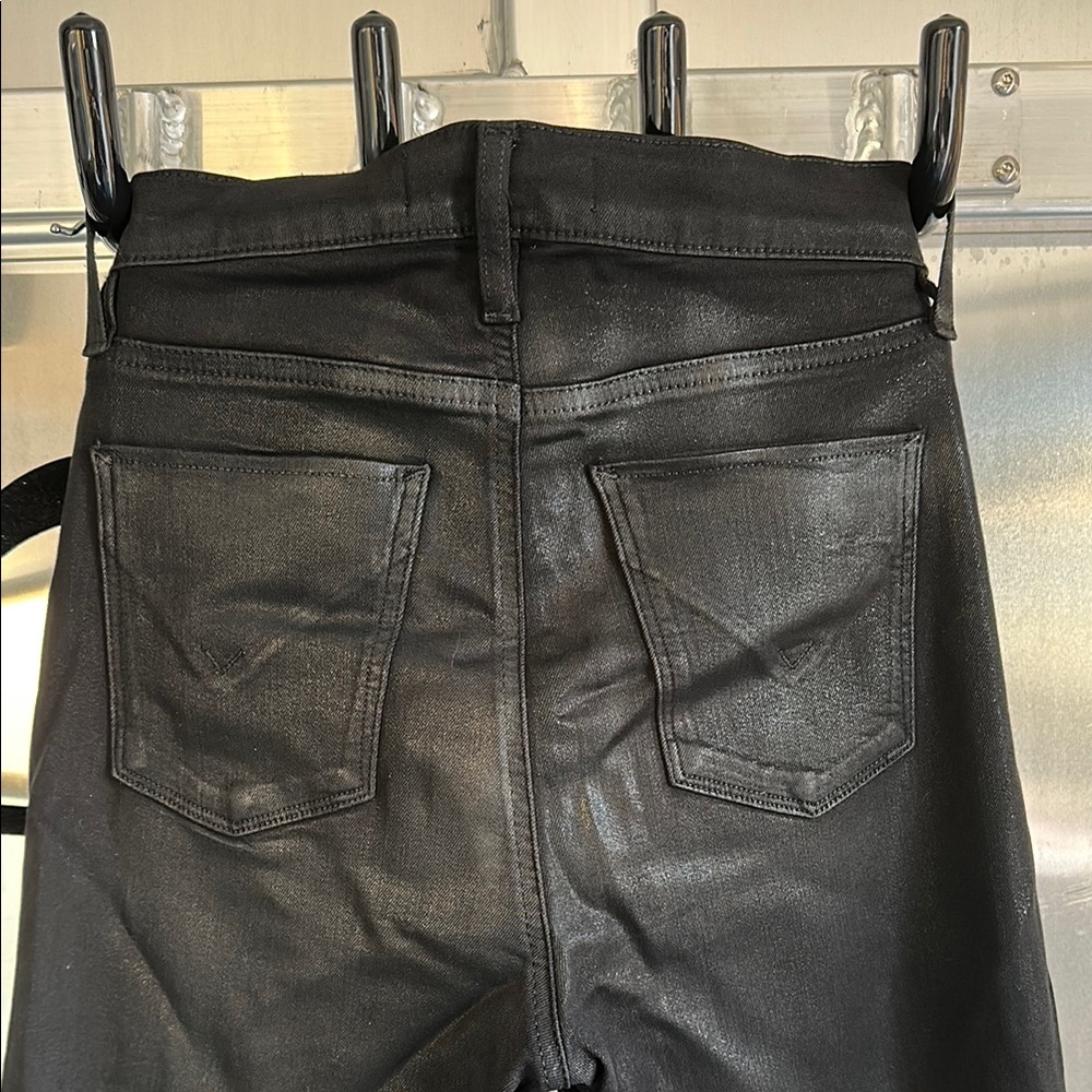 Hudson Black High-Waisted coated skinnyJeans